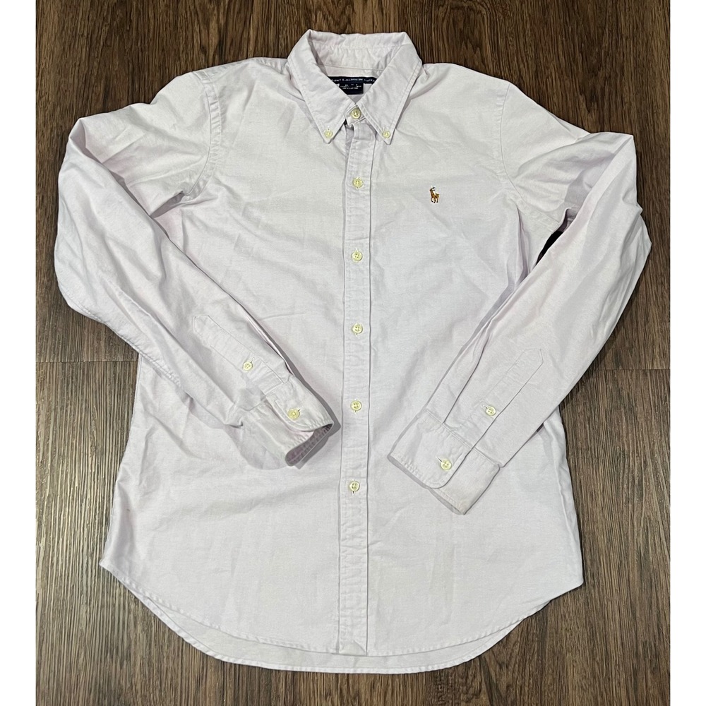 Ralph Lauren Sport Women M Slim Fit Oxford Shirt Lilac Purple Cotton Button Down